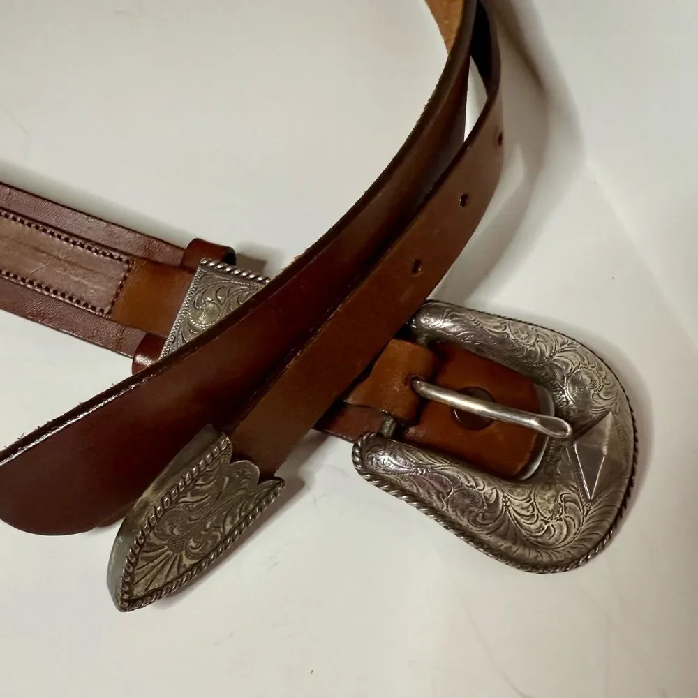 Tom Taylor Texas Handmade Mens Luxury Leather Sterling Silver Belt and Buckle